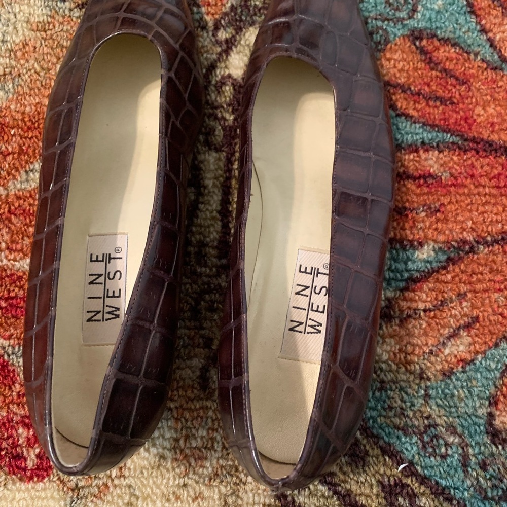 Faux Alligator Print Block Nine West Heels 8.5